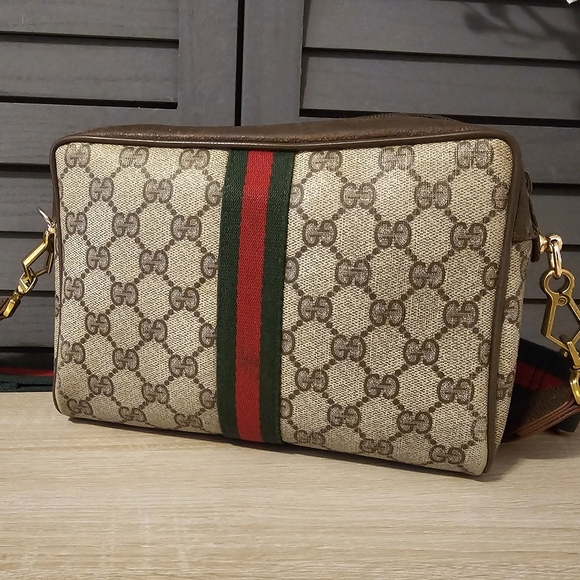 Authentic GUCCI Web Sherry Line Supreme Crossbody Bag - Picture 2 of 11